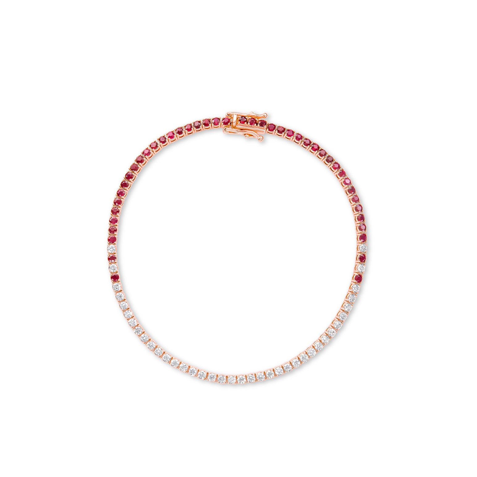 Ruby Eclipse Diamond Tennis Bracelet - Solid Gold