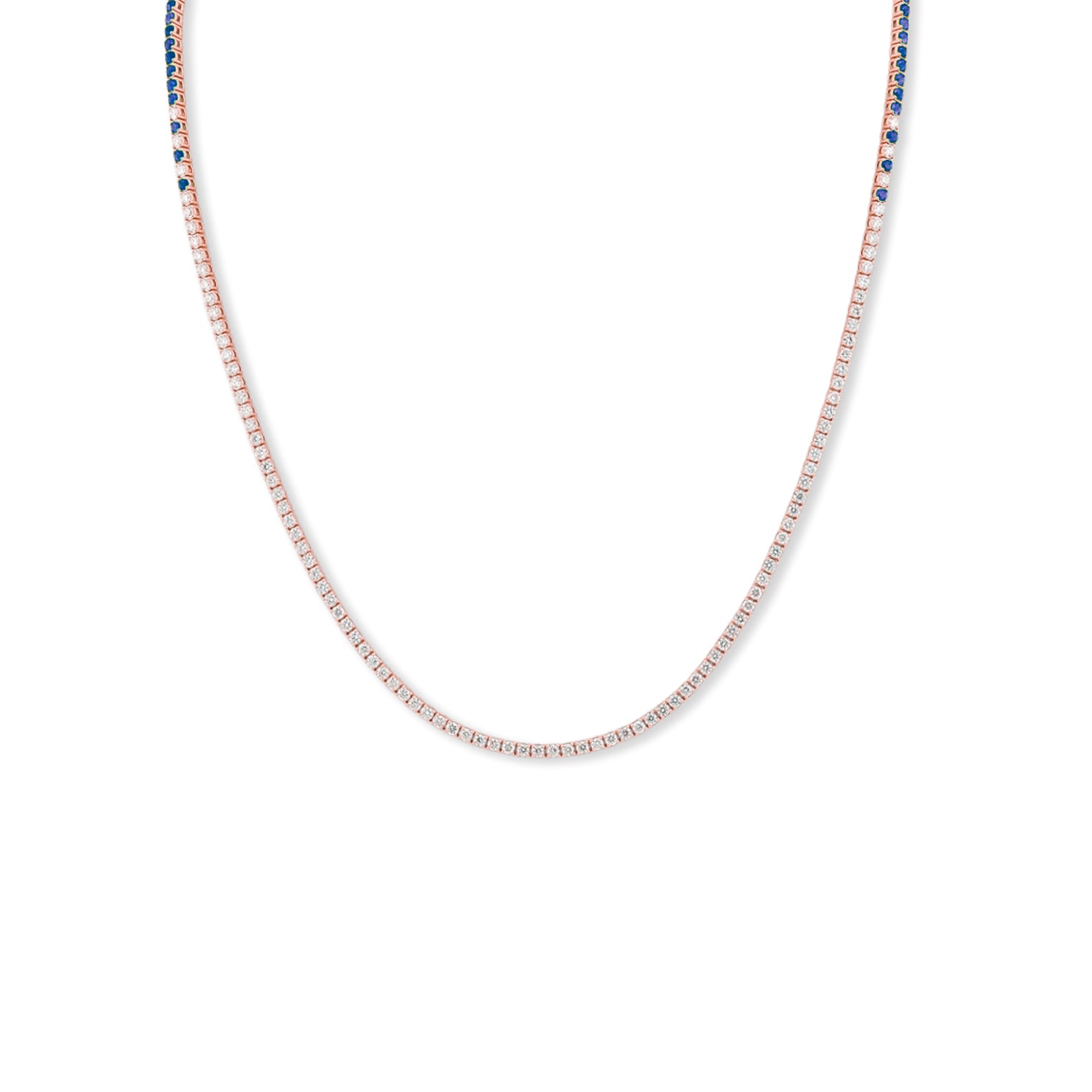Sapphire Eclipse Diamond Tennis Necklace - Solid Gold