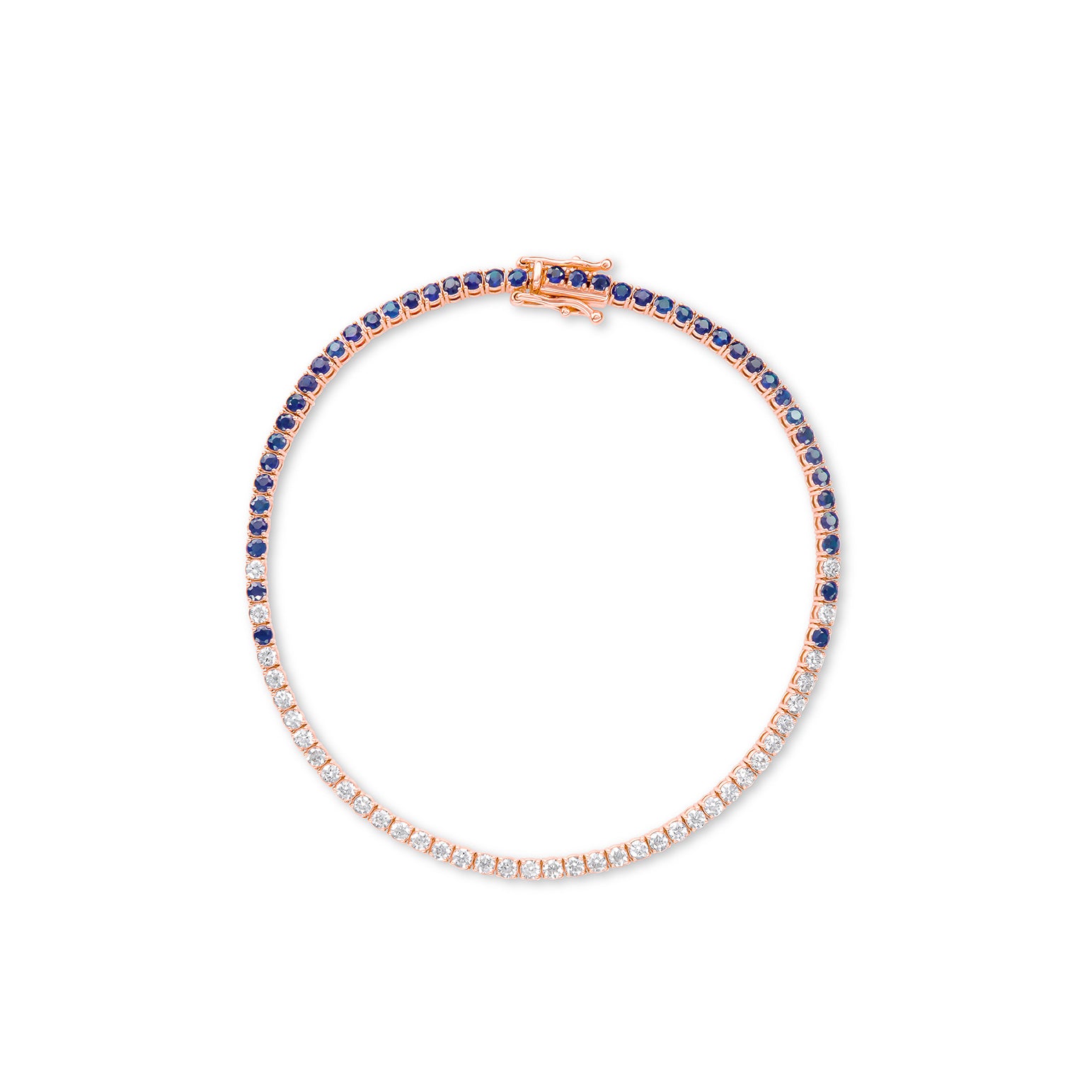 Sapphire Eclipse Diamond Tennis Bracelet - Solid Gold