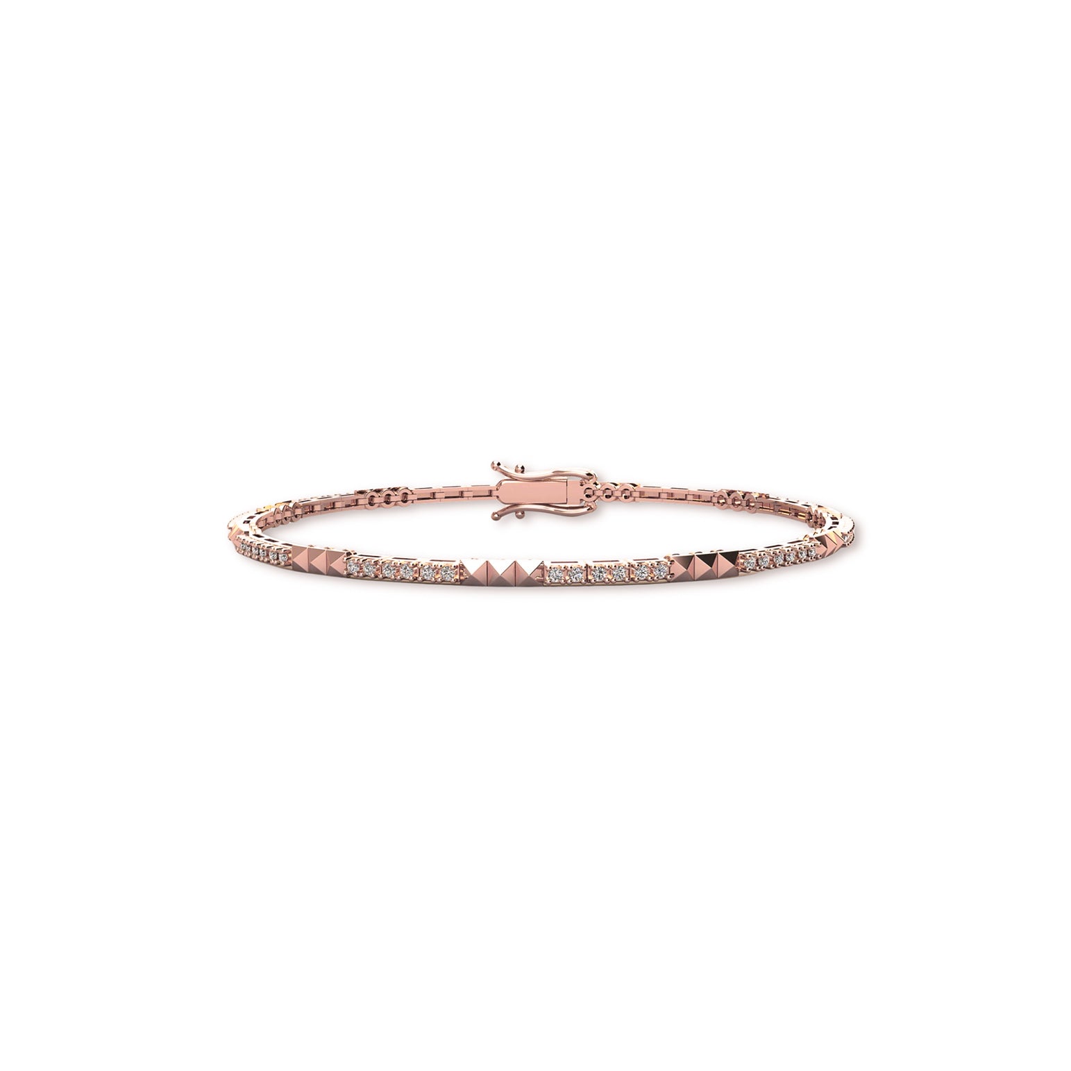 Rebel Studded Diamond Tennis Bracelet - Solid Gold