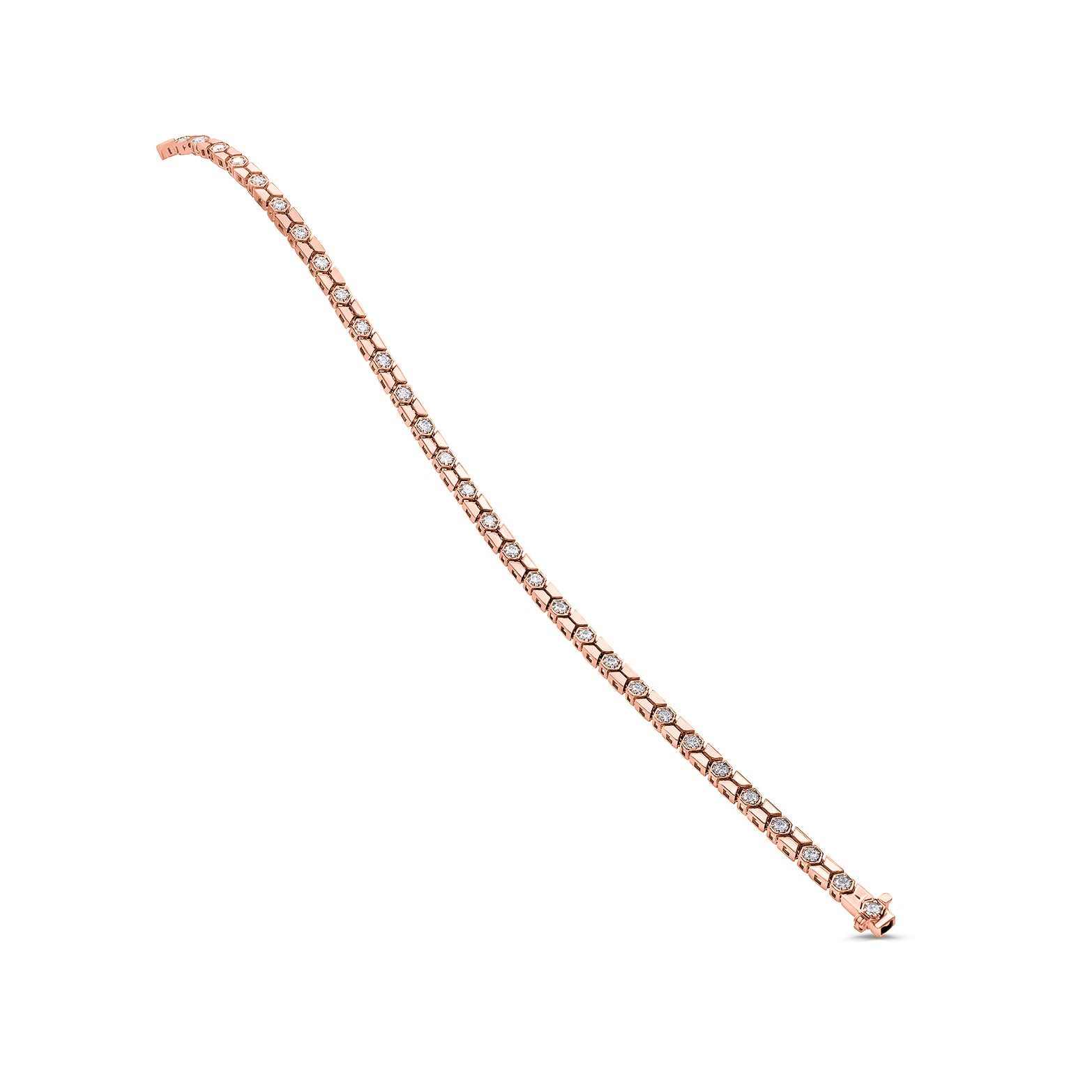 Mini Honeycomb White Diamond Tennis Bracelet - Solid Gold