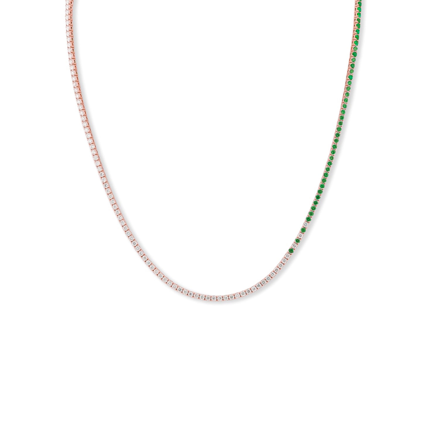 Emerald Cascade Diamond Tennis Necklace - Solid Gold