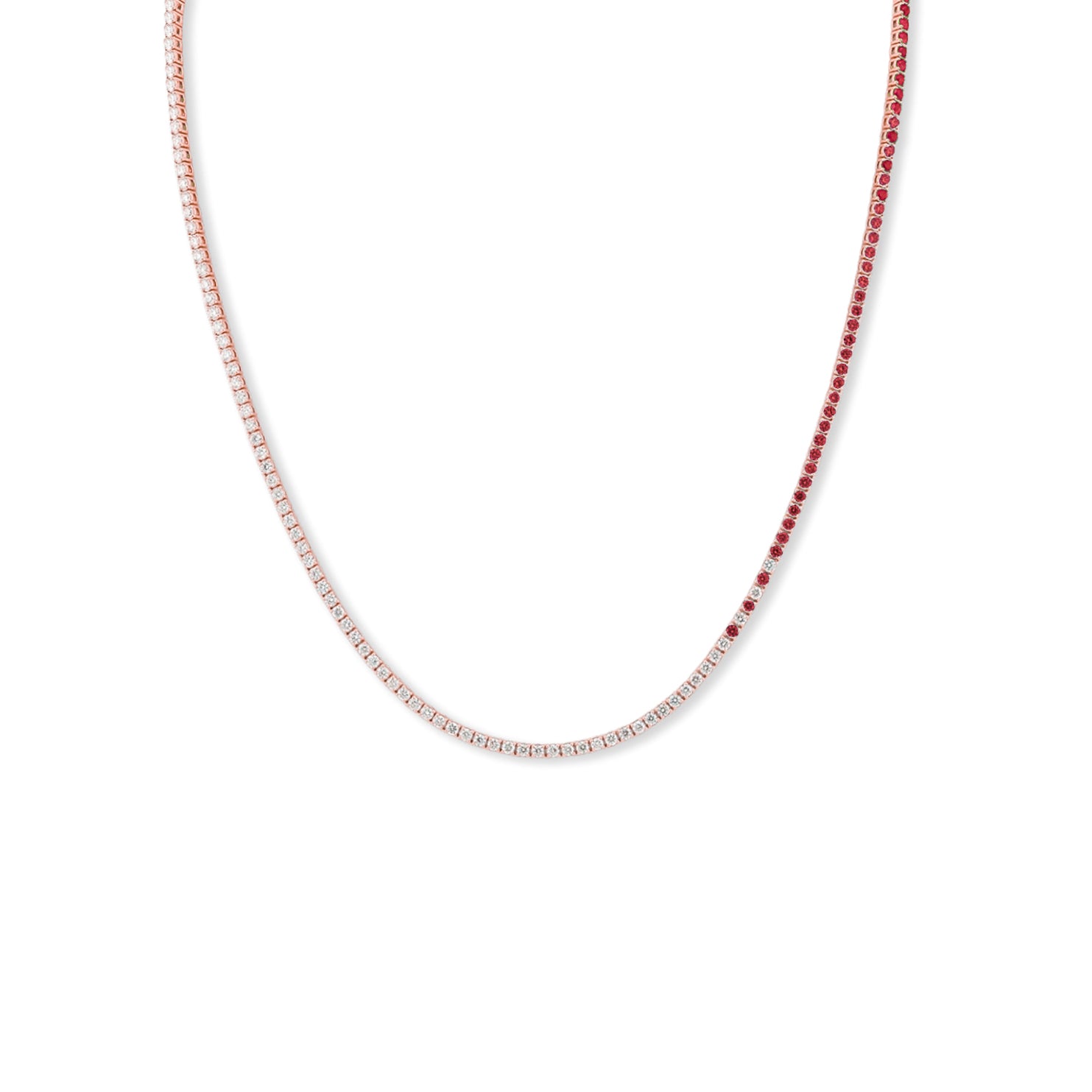 Ruby Cascade Diamond Tennis Necklace - Solid Gold