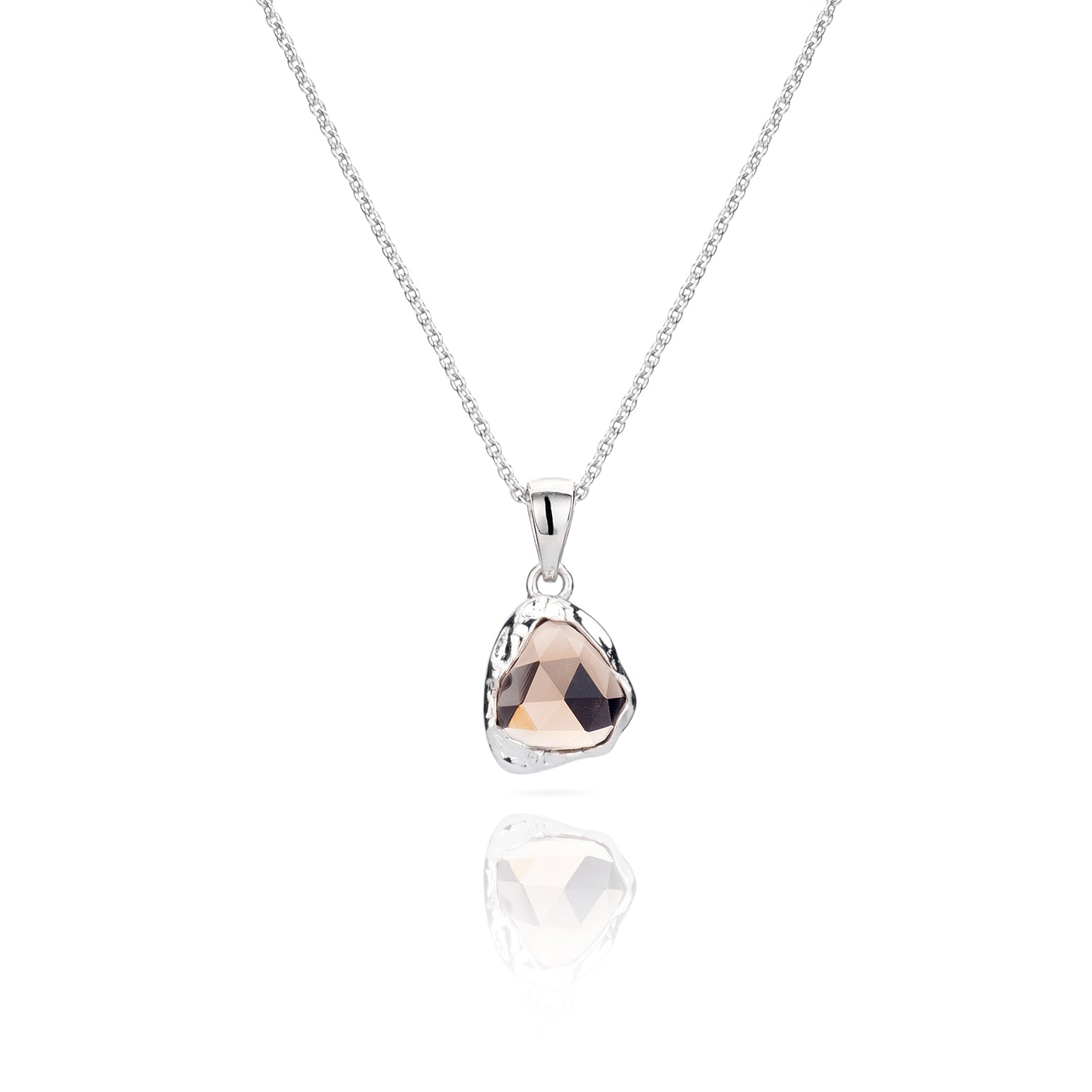 Sahara Mini silver necklace with a  gemstone pendant.