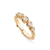 Sierra Hammered Ring With White Topaz - Gold - Aaria London