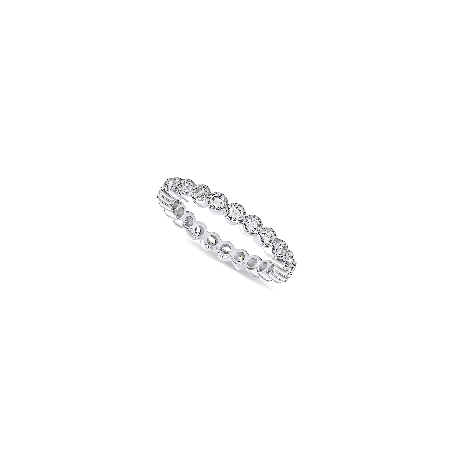 Halo Diamond Full Eternity Slim Band Ring - Solid Gold