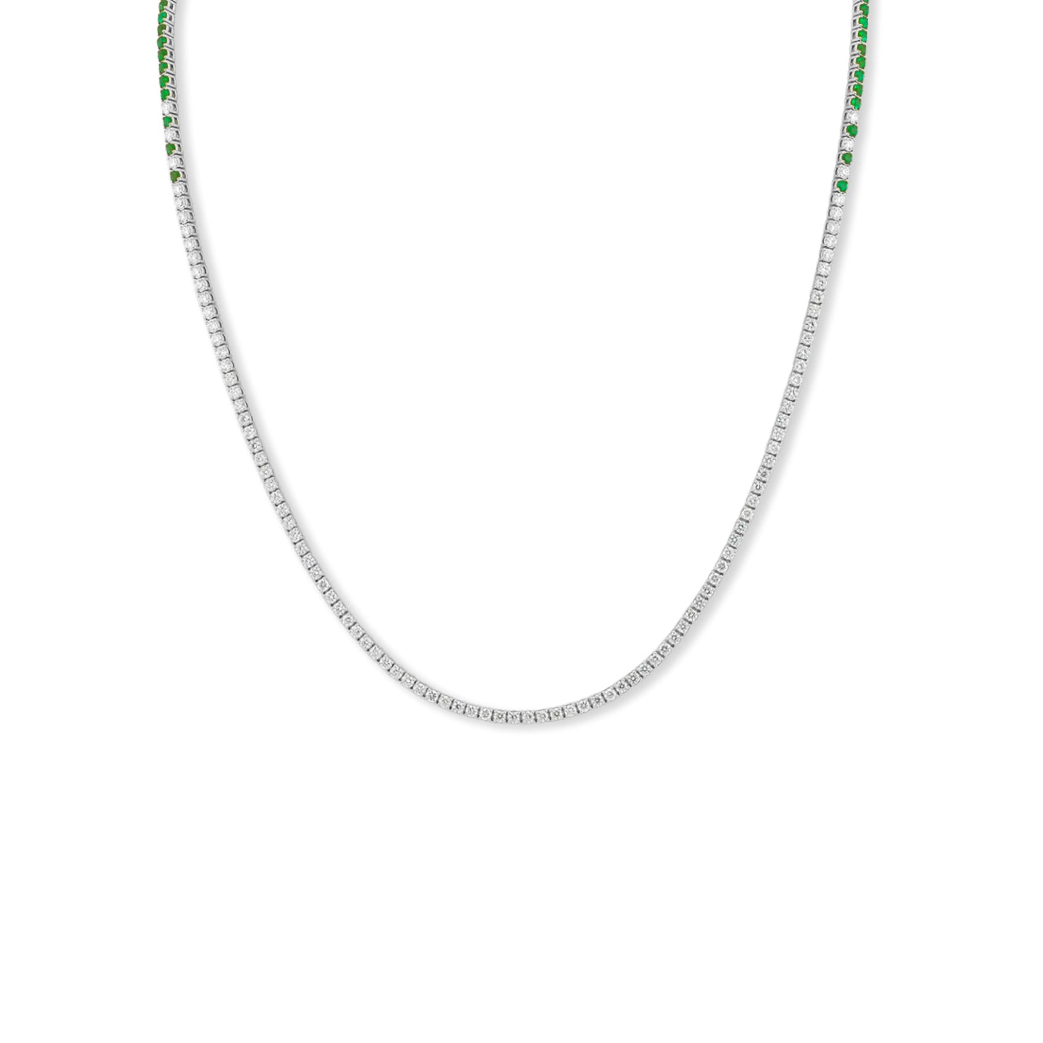 Emerald Eclipse Diamond Tennis Necklace - Solid Gold