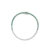 Emerald Eclipse Diamond Tennis Bracelet - Solid Gold