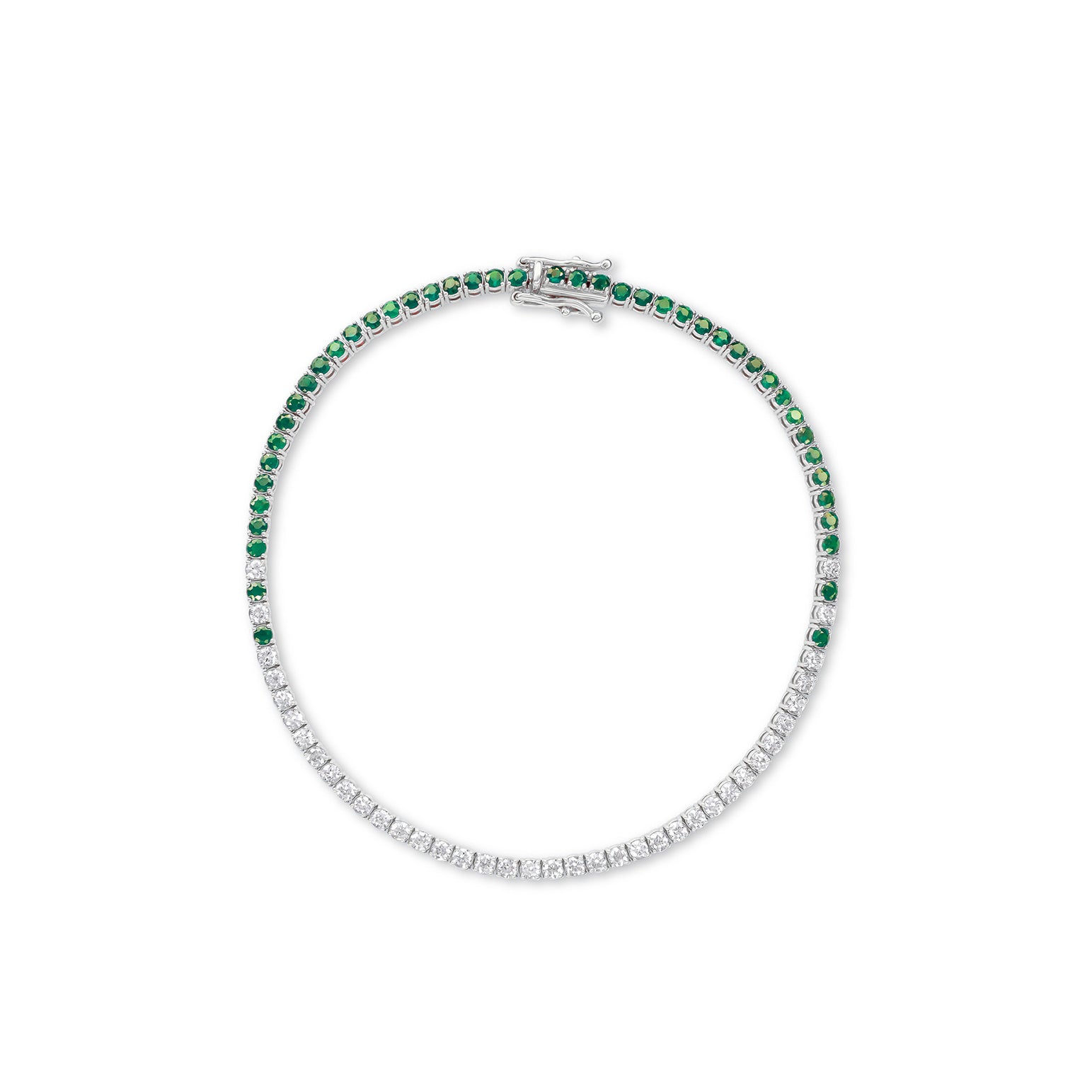 Emerald Eclipse Diamond Tennis Bracelet - Solid Gold