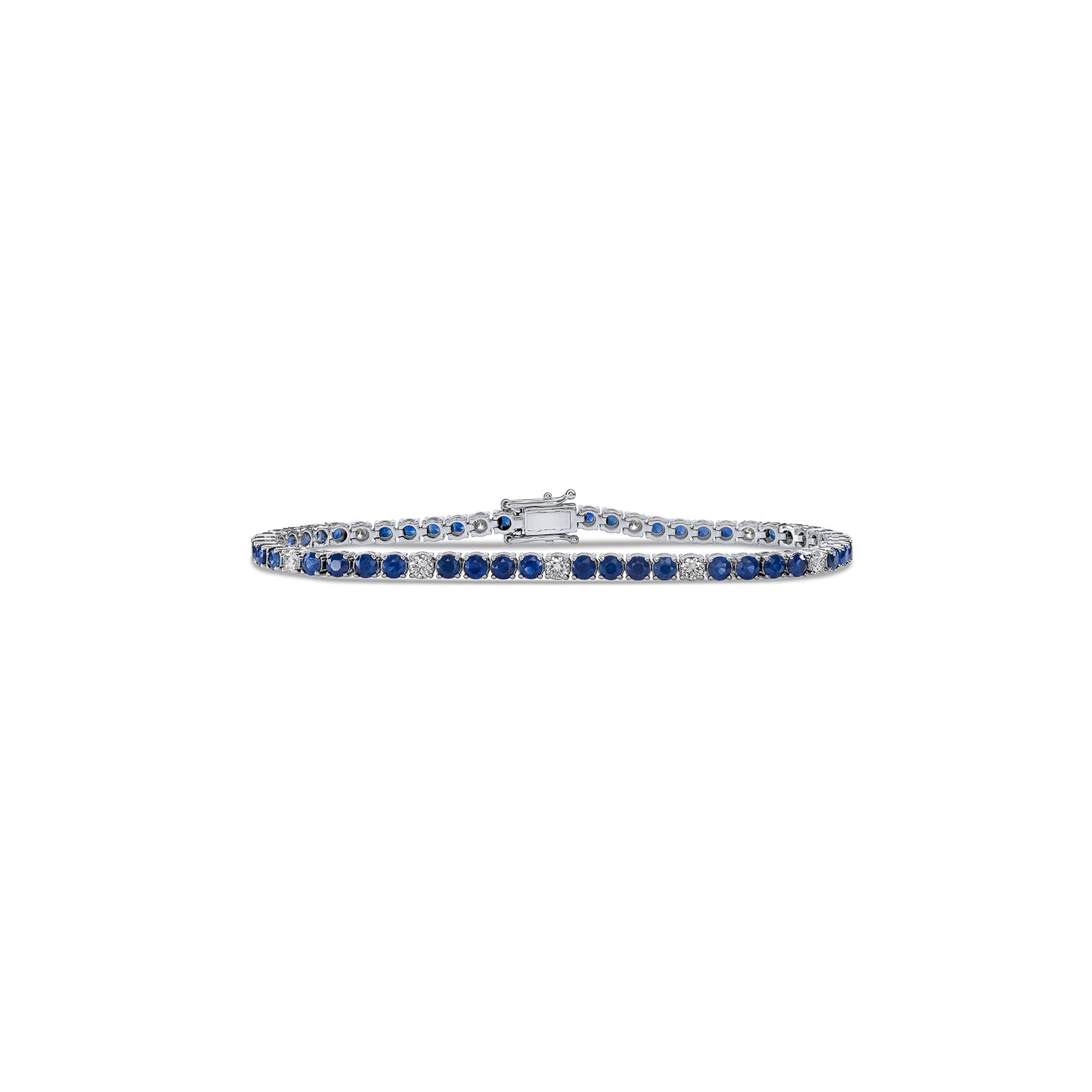 Bold Dotted Sapphire Diamond Tennis Bracelet - Solid Gold