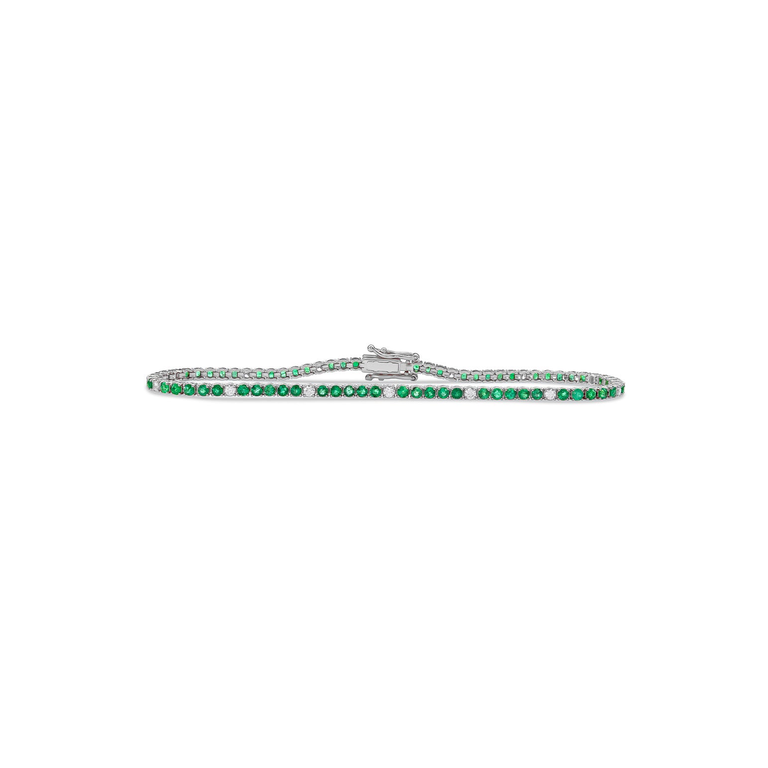Mini Dotted Emerald Diamond Tennis Bracelet - Solid Gold