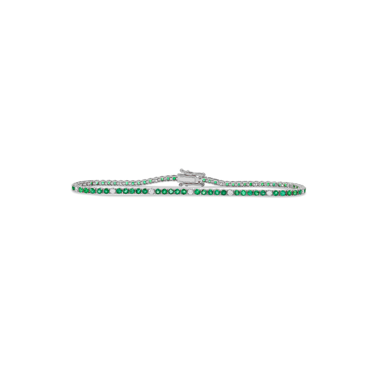 سوار التنس مرصع بالألماس الزمردي المنقط الصغير - ذهب خالص
