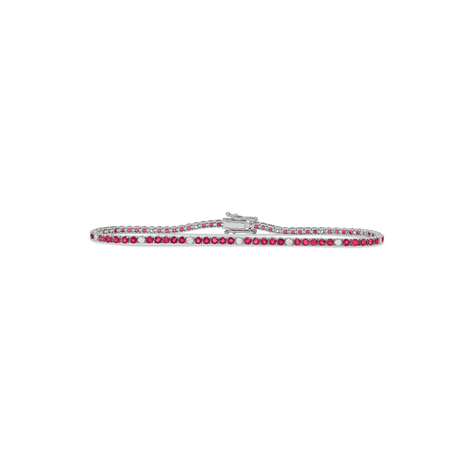 Mini Dotted Ruby Diamond Tennis Bracelet - Solid Gold