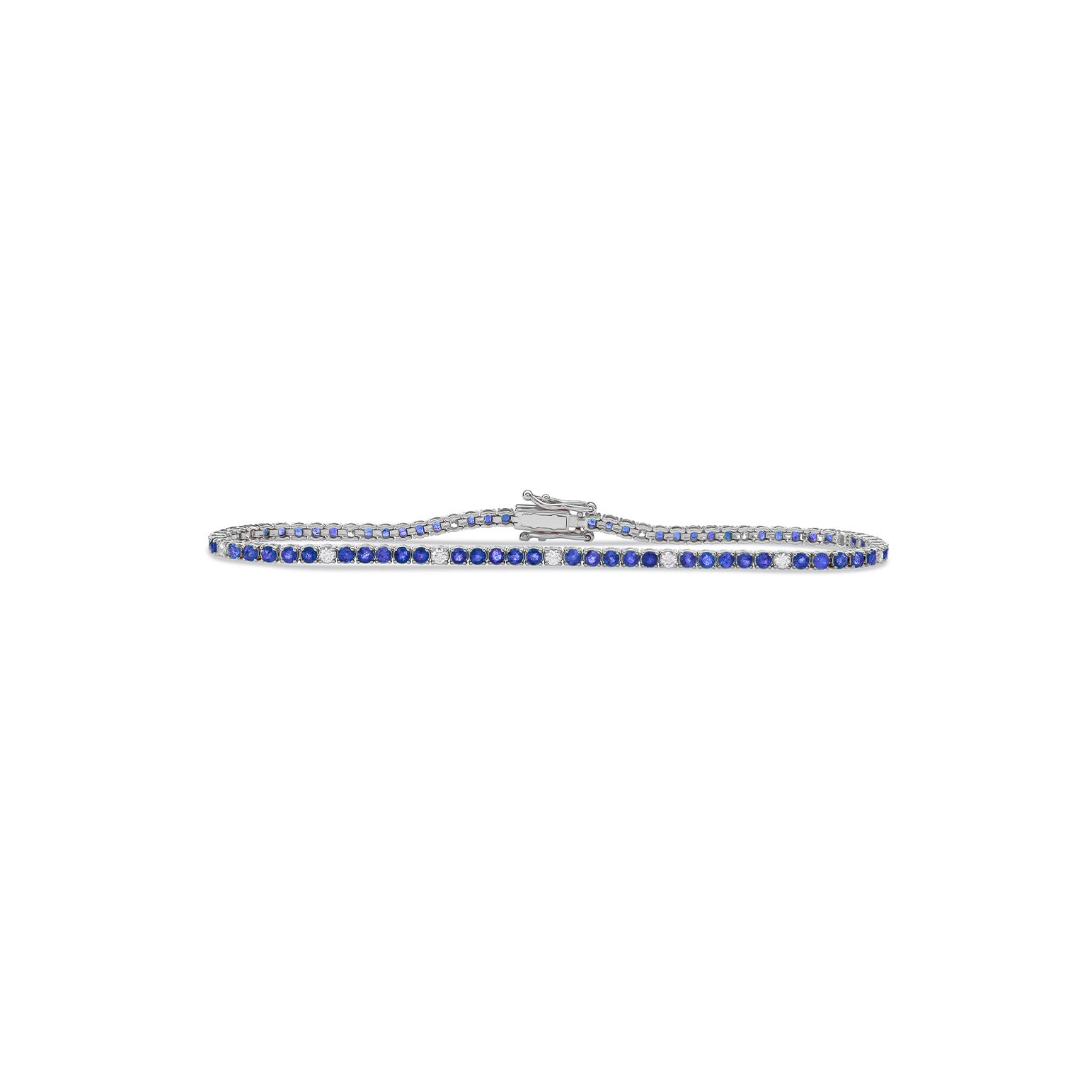 Mini Dotted Sapphire Diamond Tennis Bracelet - Solid Gold