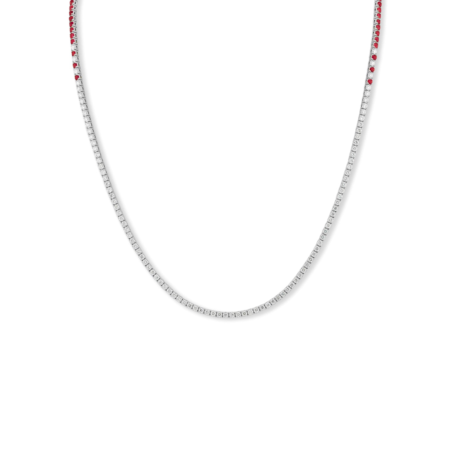 Ruby Eclipse Diamond Tennis Necklace - Solid Gold