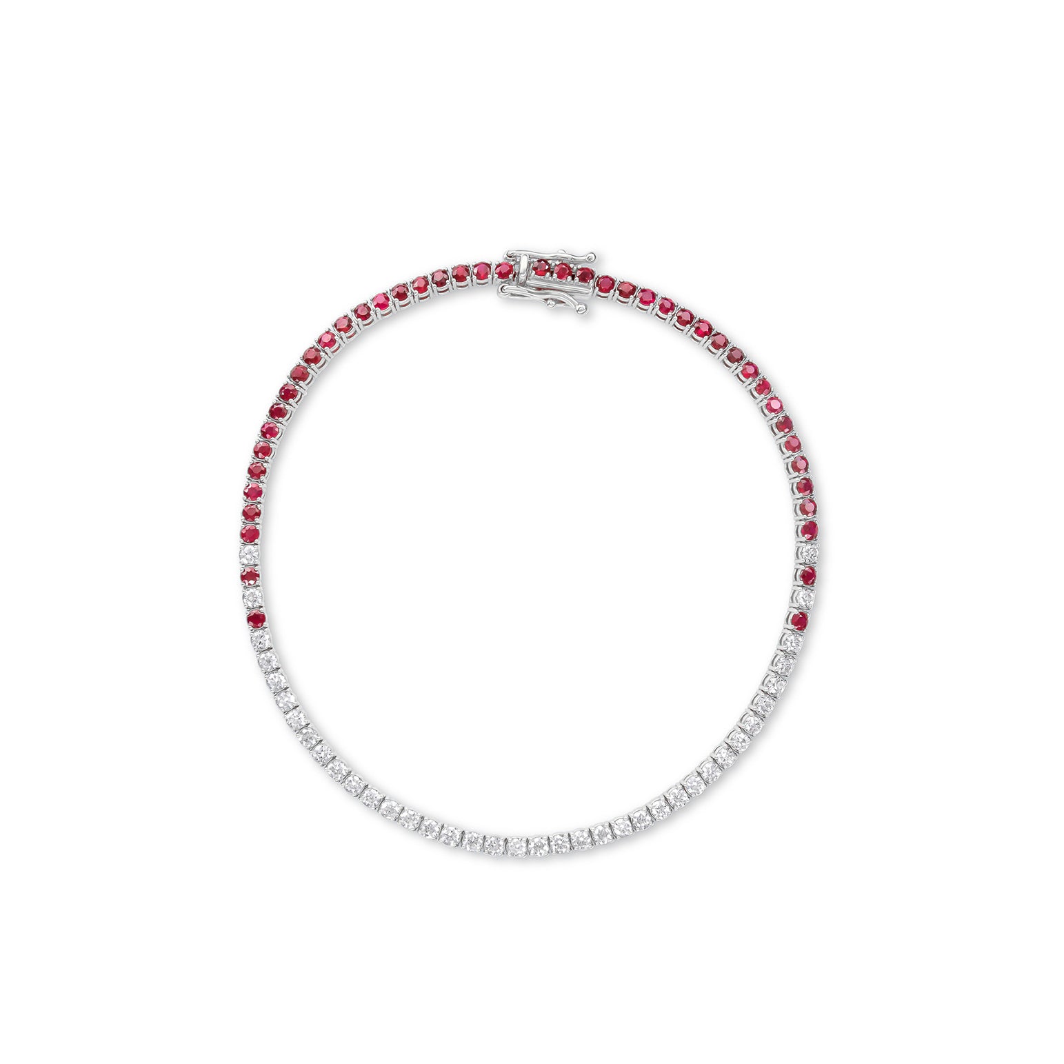 Ruby Eclipse Diamond Tennis Bracelet - Solid Gold