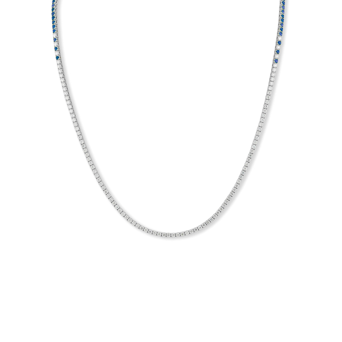 Sapphire Eclipse Diamond Tennis Necklace - Solid Gold