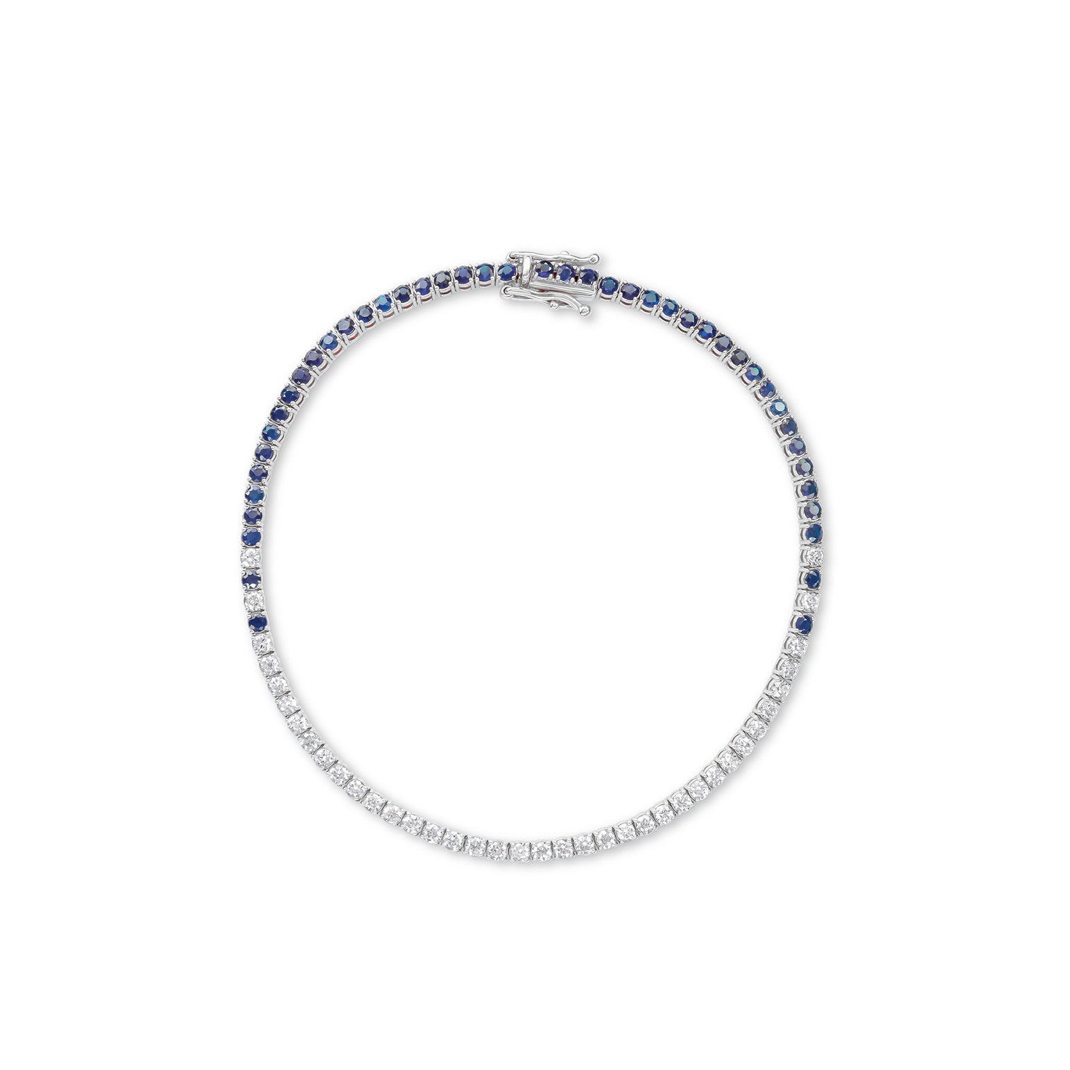 Sapphire Eclipse Diamond Tennis Bracelet - Solid Gold