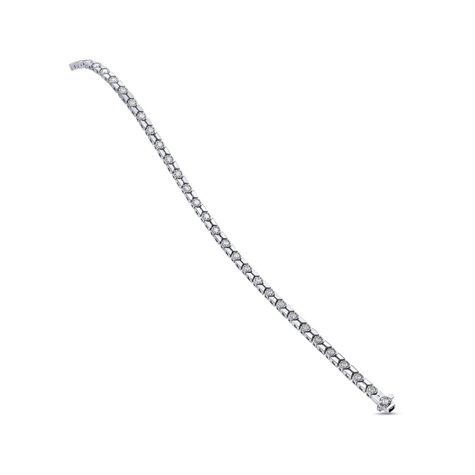 Mini Honeycomb White Diamond Tennis Bracelet - Solid Gold