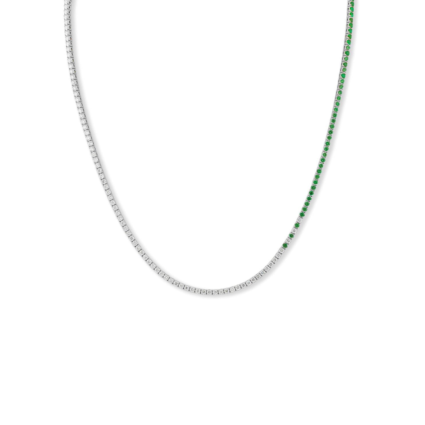 Emerald Cascade Diamond Tennis Necklace - Solid Gold