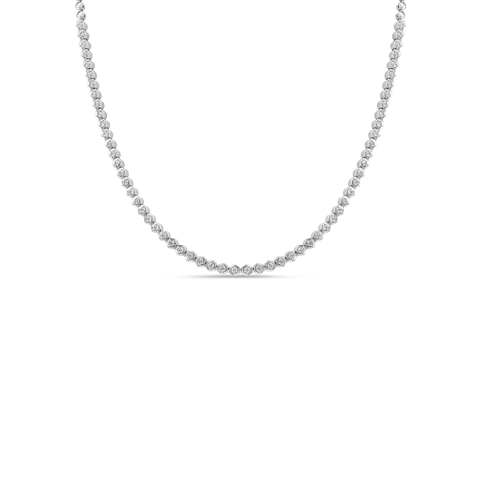 Hex Chunky Diamond Tennis Necklace - Solid Gold