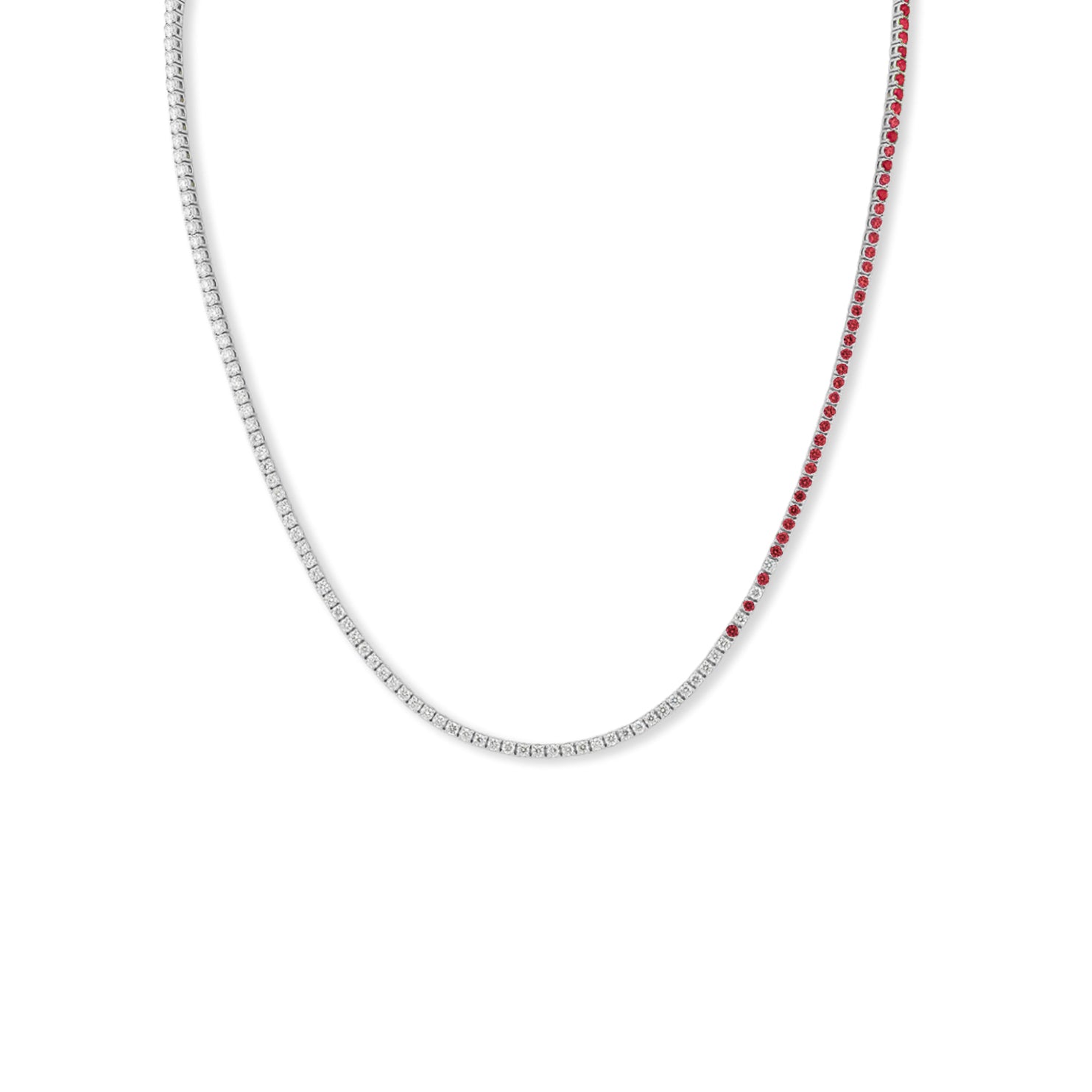 Ruby Cascade Diamond Tennis Necklace - Solid Gold