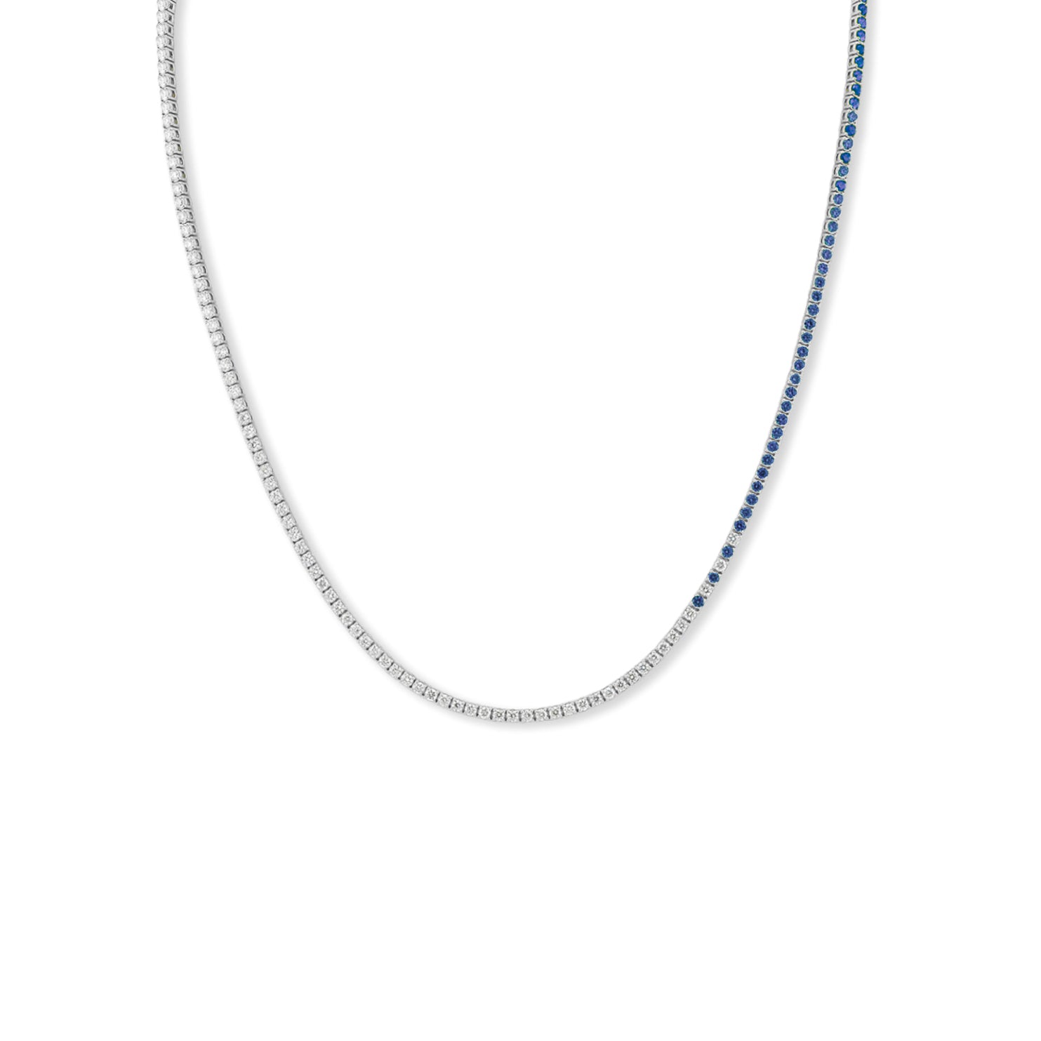 Sapphire Cascade Diamond Tennis Necklace - Solid Gold