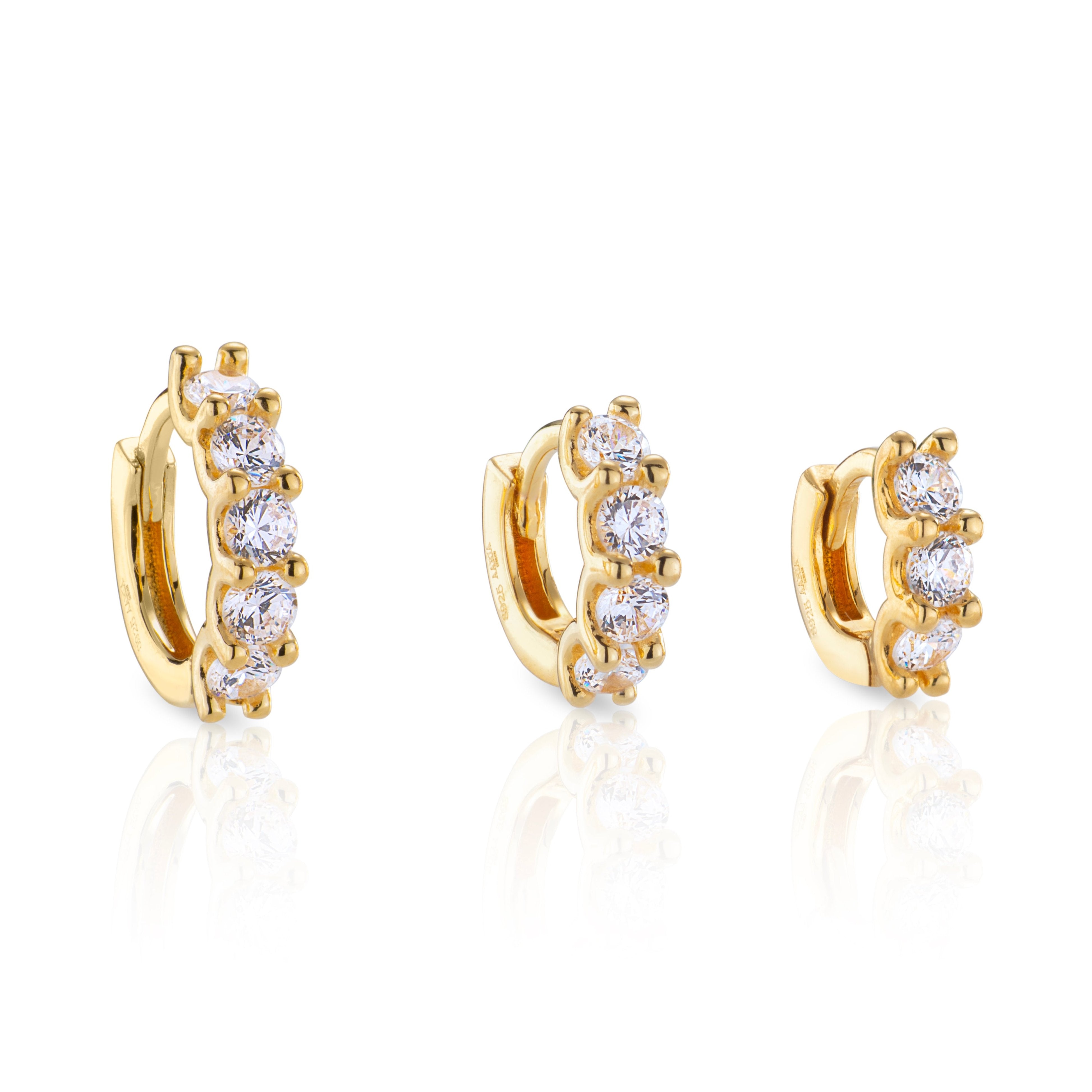 Skye Crystal Studded Hoop - Gold - Aaria London