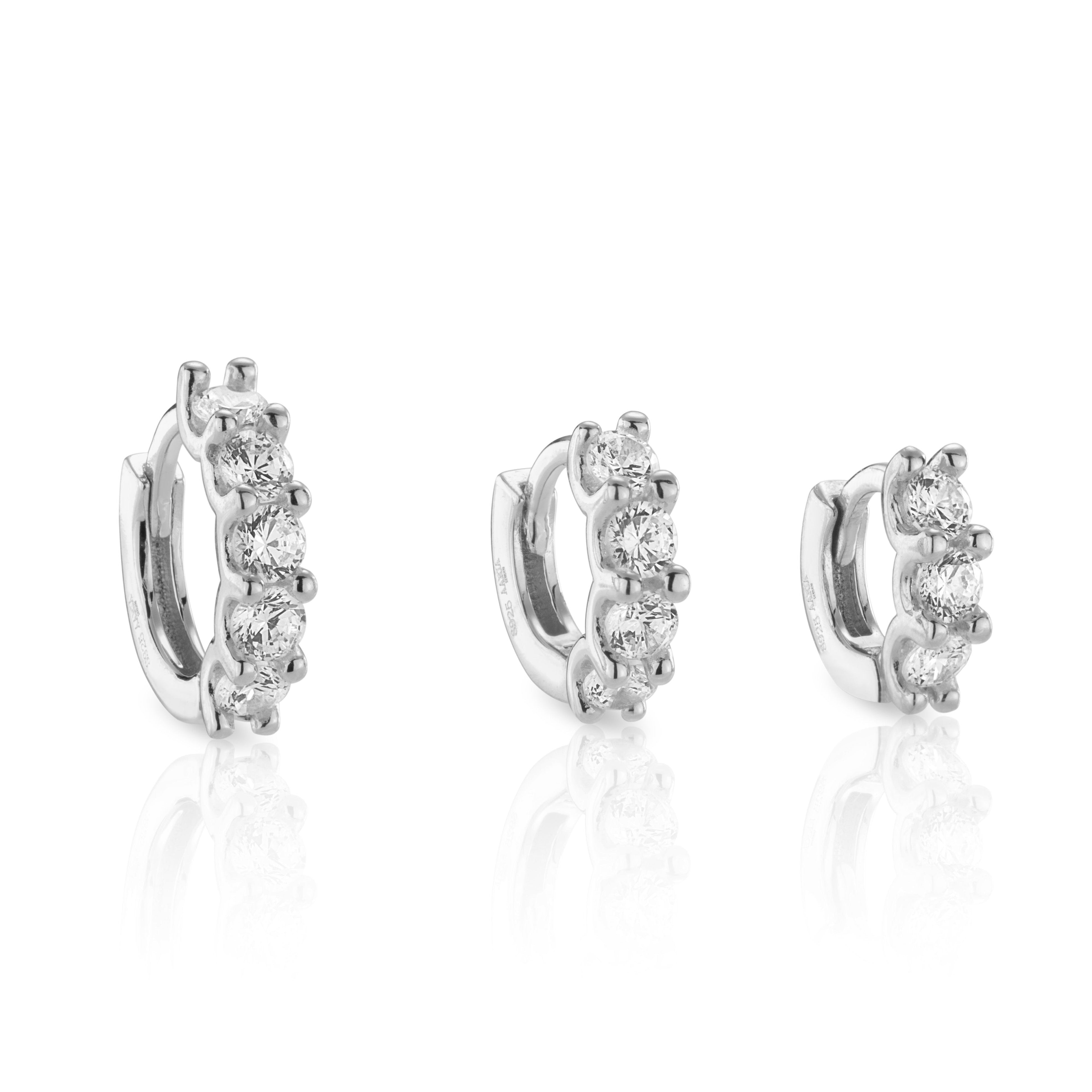 Skye Crystal Hoop earrings with a detachable diamond charm.