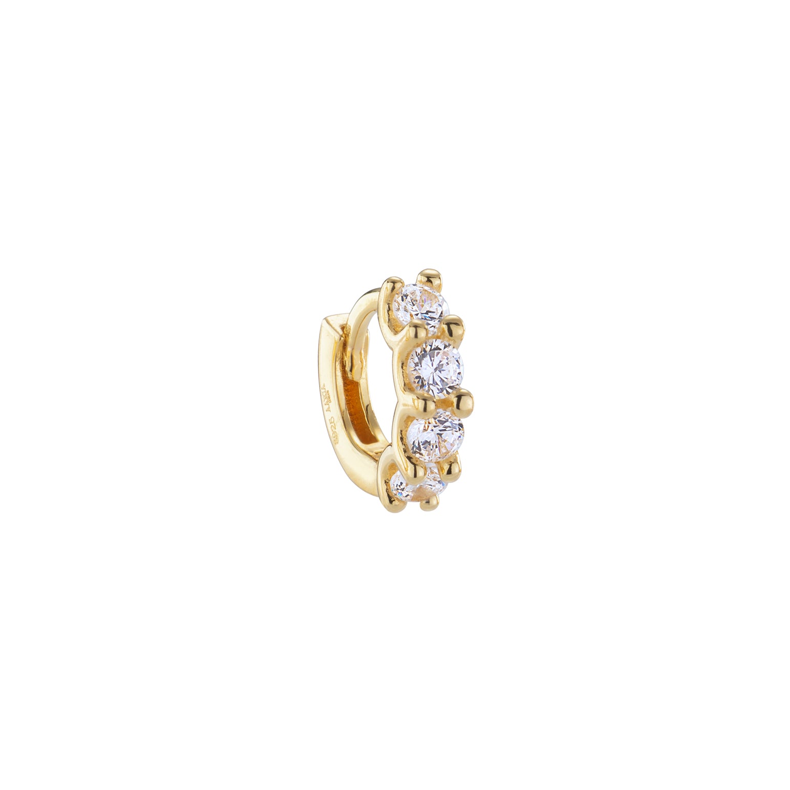 Skye Crystal Studded Hoop - Gold - Aaria London