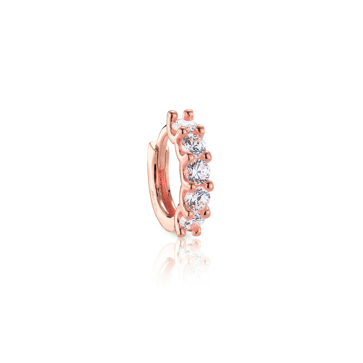 Skye Diamond Huggie - 14K Solid Gold Hoop with Lab Diamonds