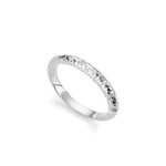 Textured silver ring with sparkling diamonds