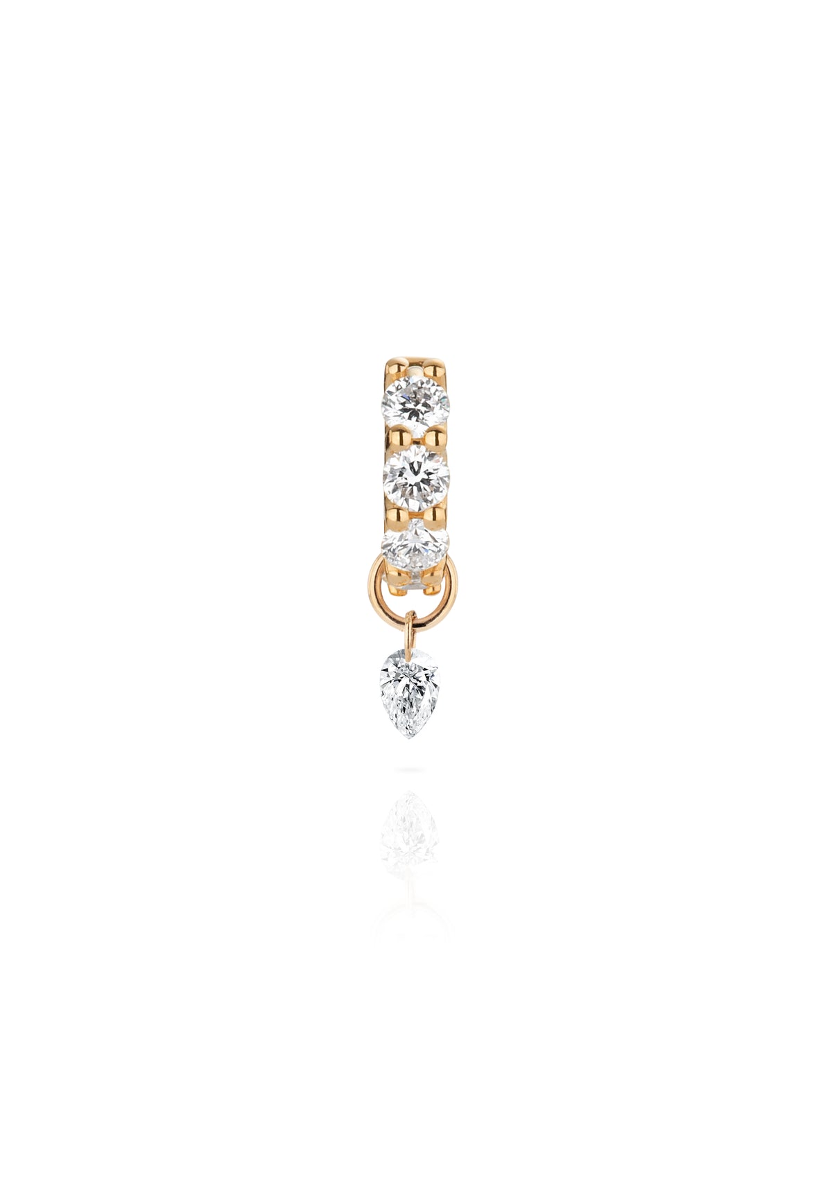 Diamond Drop Earring Charm - 14k Solid Gold and Lab Diamonds