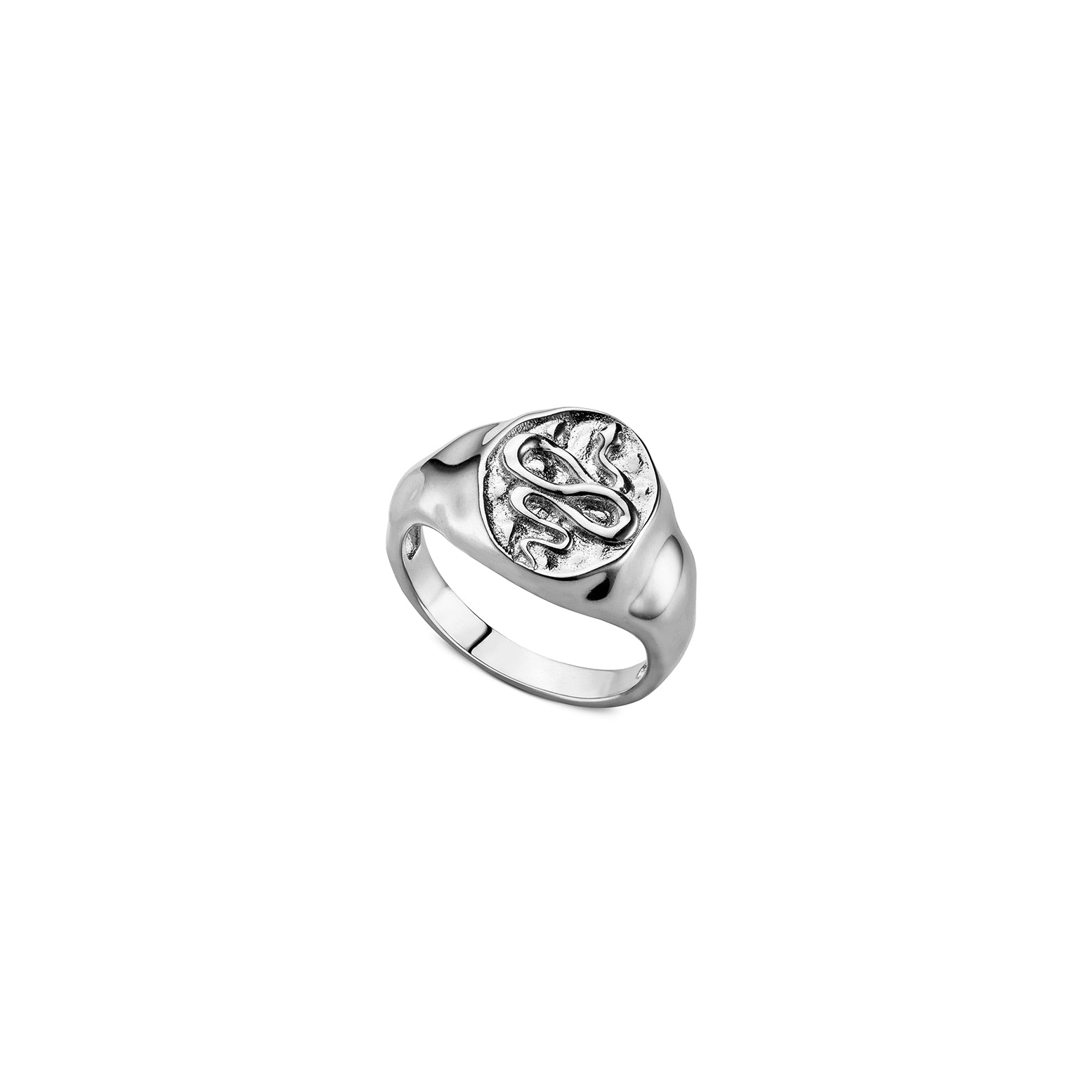 Snake Signet Ring - Silver - Aaria London