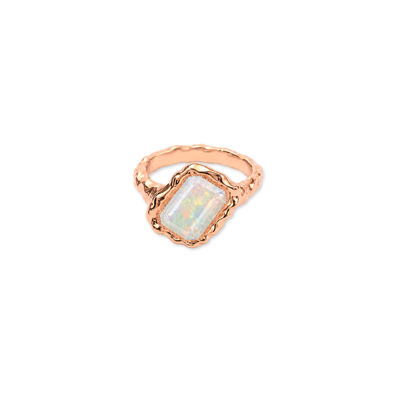 Opal Square October Birthstone Ring