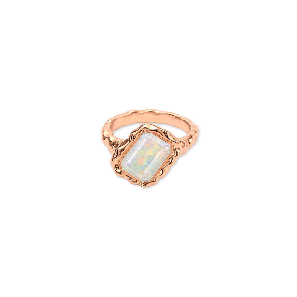 Opal Square October Birthstone Ring