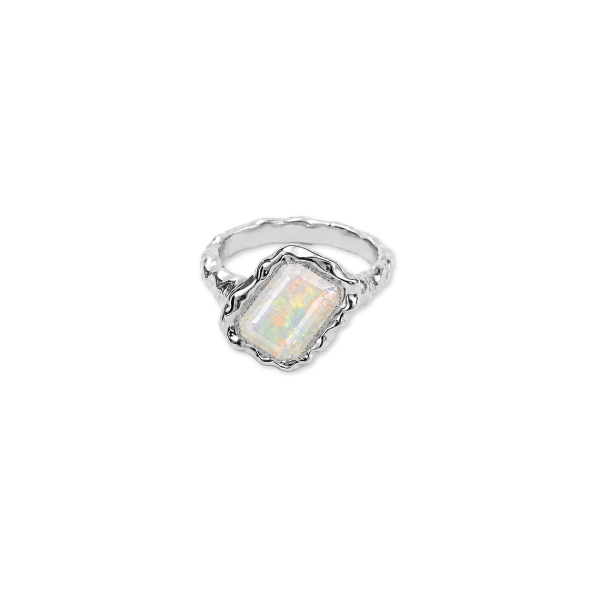 Opal Square October Birthstone Ring