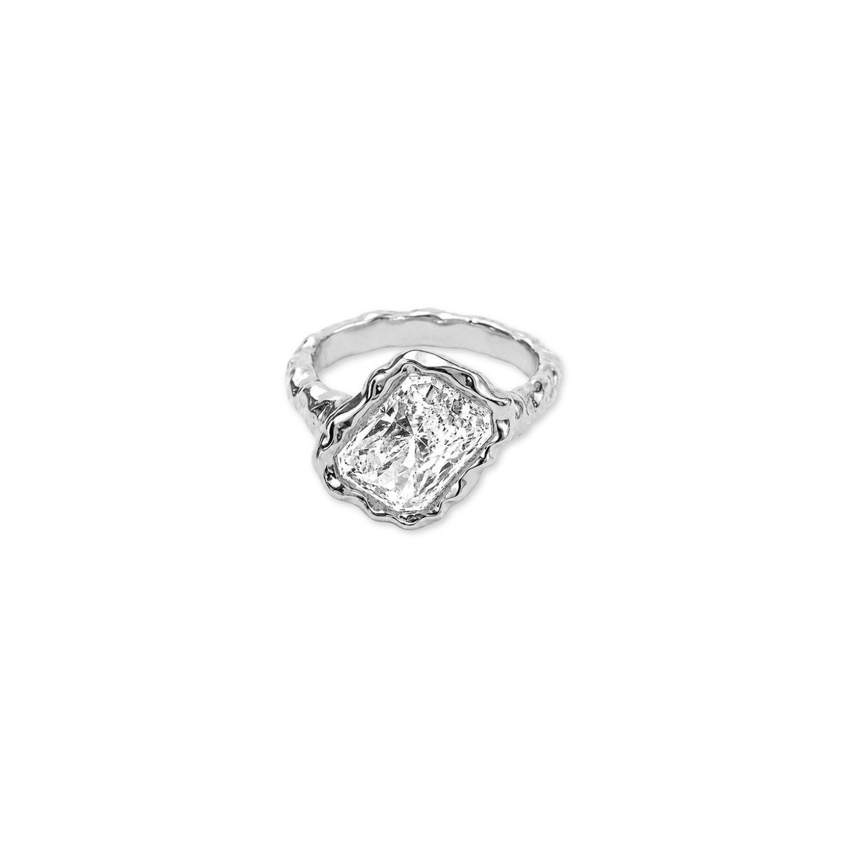 Moissanite Square Molten Ring