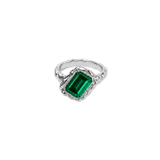 Square Molten Ring Lab Emerald