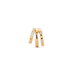 Single gold triple-band diamond hoop earring for right ear