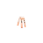 Single rose gold triple-band diamond hoop earring for right ear
