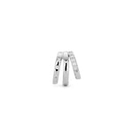 Single silver triple-band diamond hoop earring for left ear