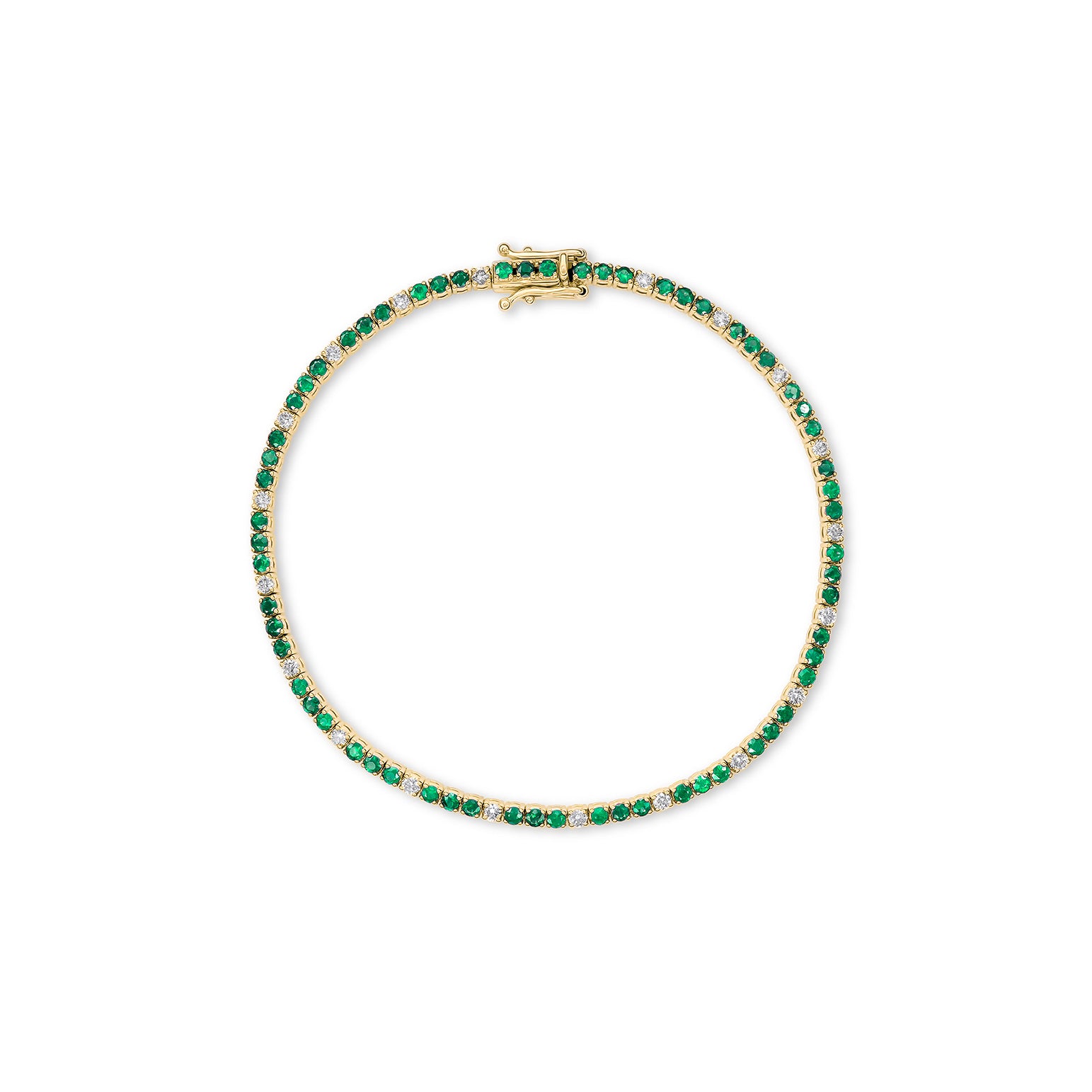 سوار تنس Signature Dotted Emerald Diamond - ذهب خالص