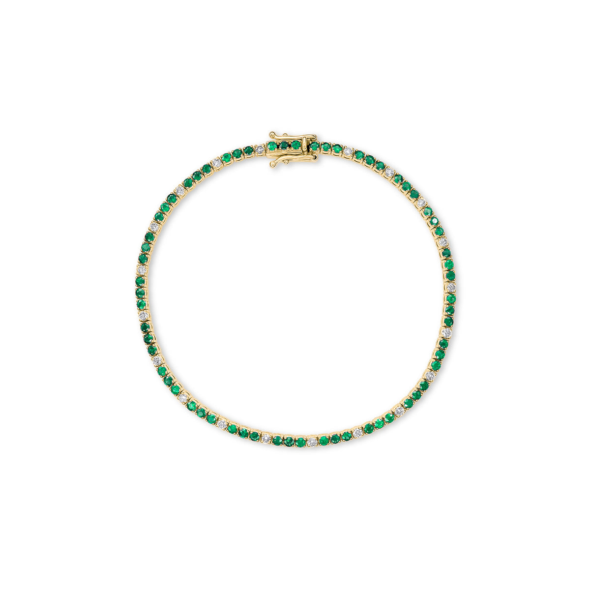 Signature Dotted Emerald Diamond Tennis Bracelet Solid