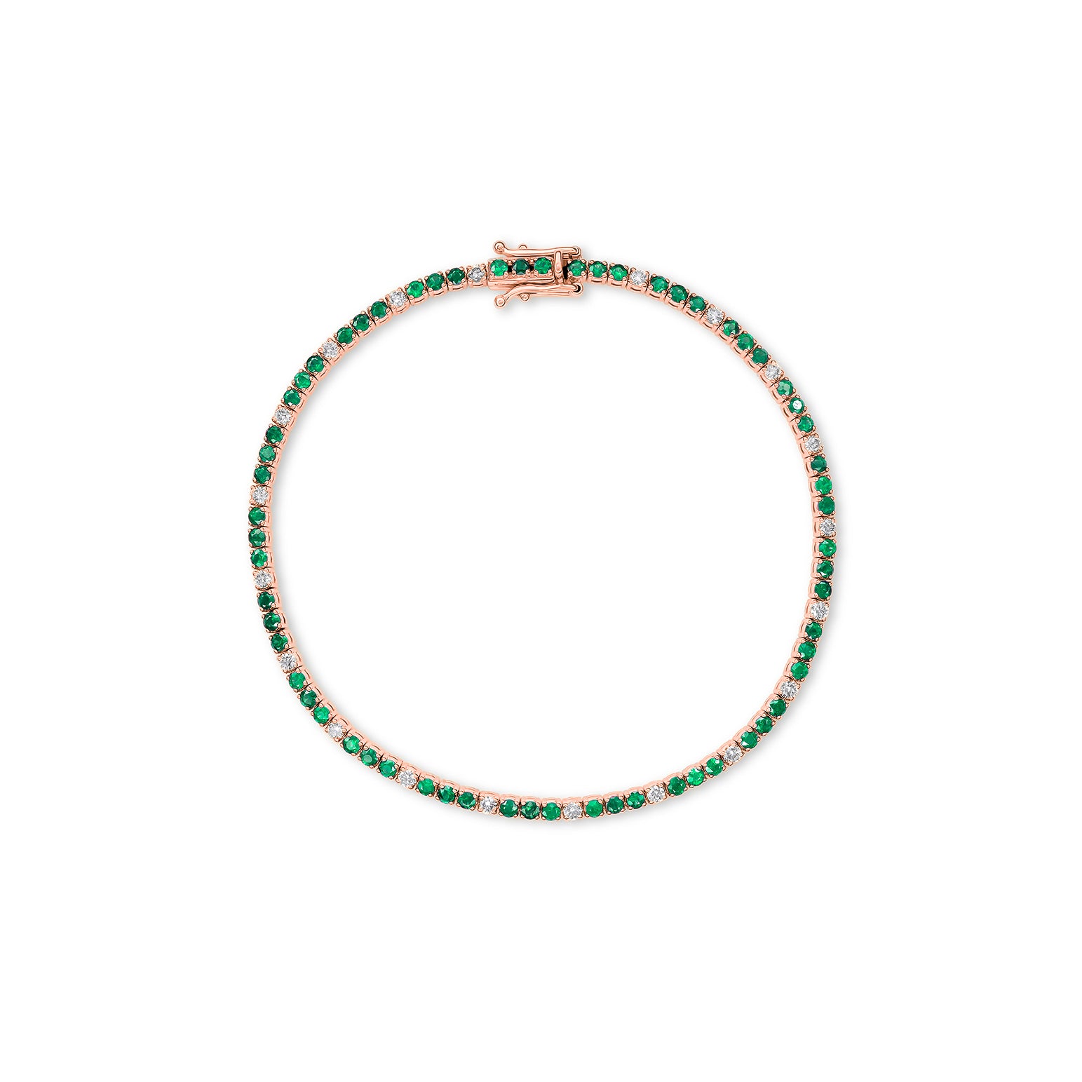 Signature Dotted Emerald Diamond Tennis Bracelet - Solid Gold