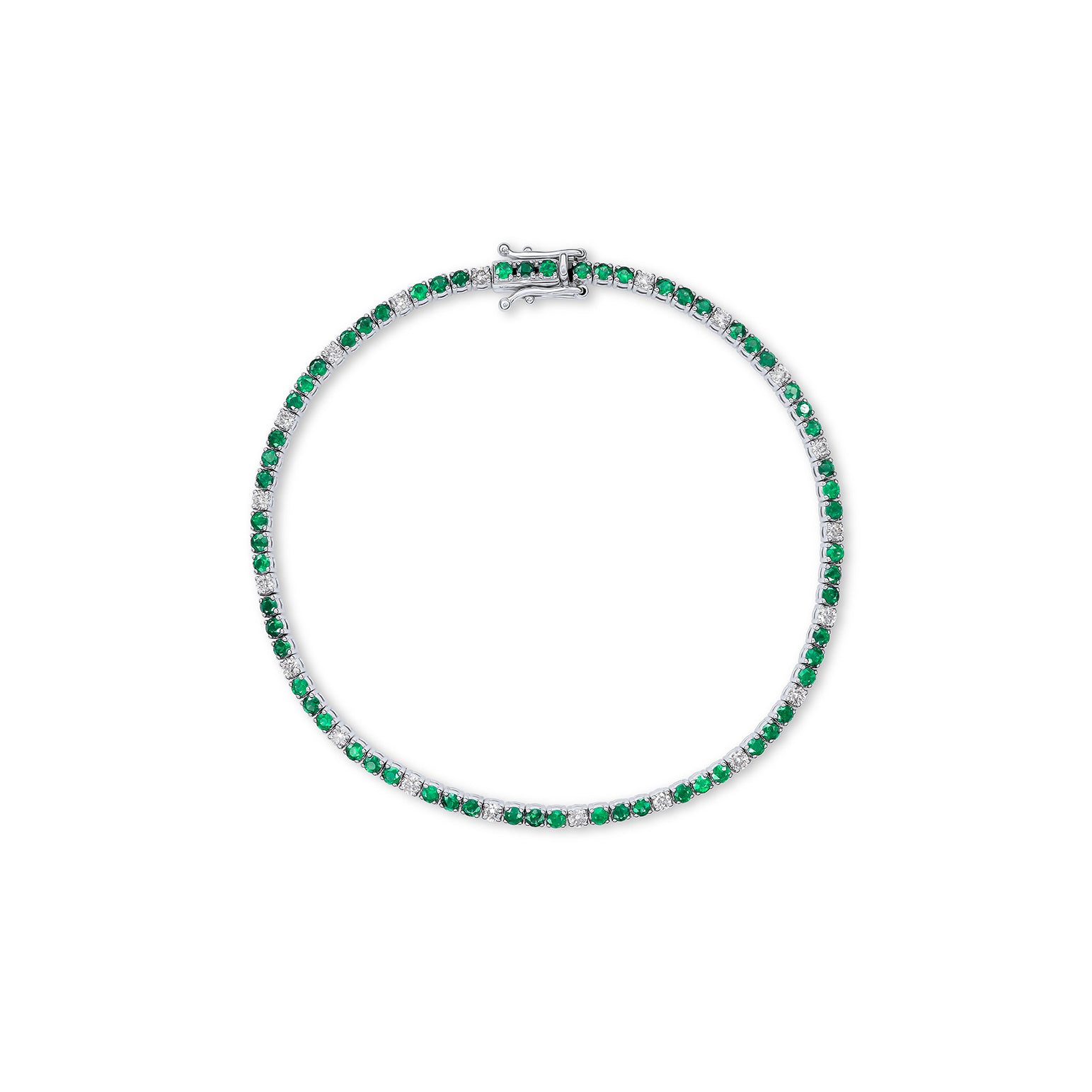 Signature Dotted Emerald Diamond Tennis Bracelet - Solid Gold