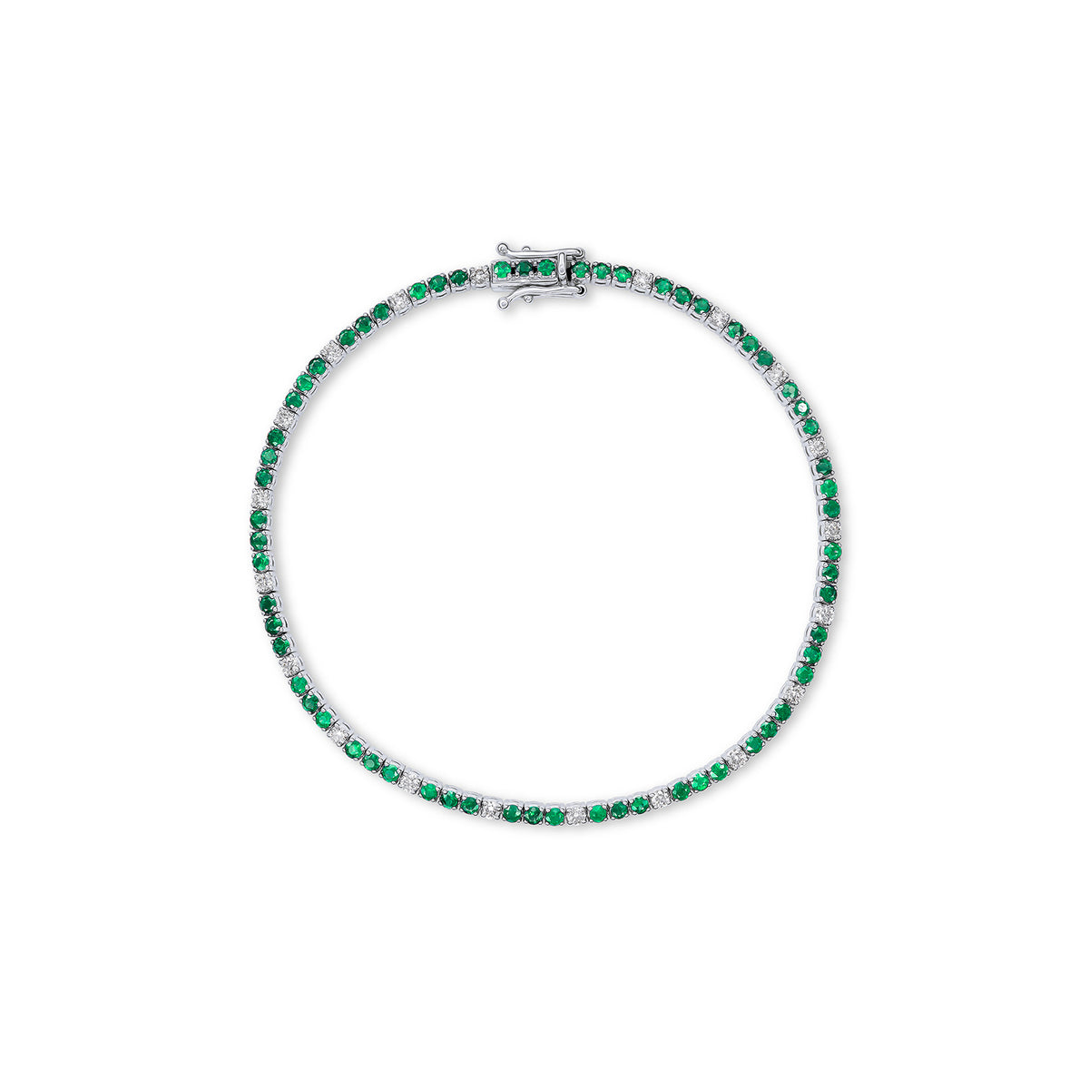 سوار تنس Signature Dotted Emerald Diamond - ذهب خالص