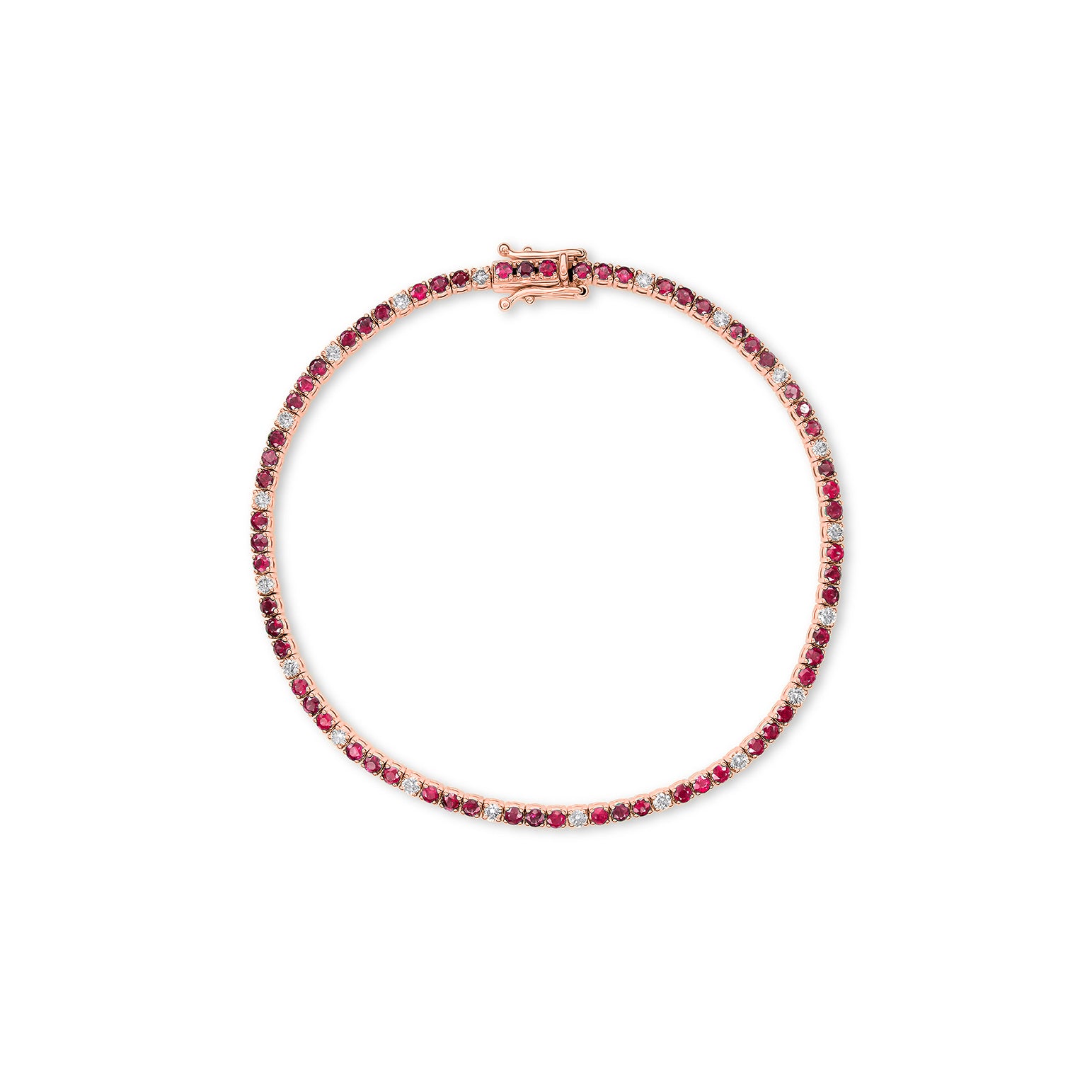 Signature Dotted Ruby Diamond Tennis Bracelet - Solid Gold