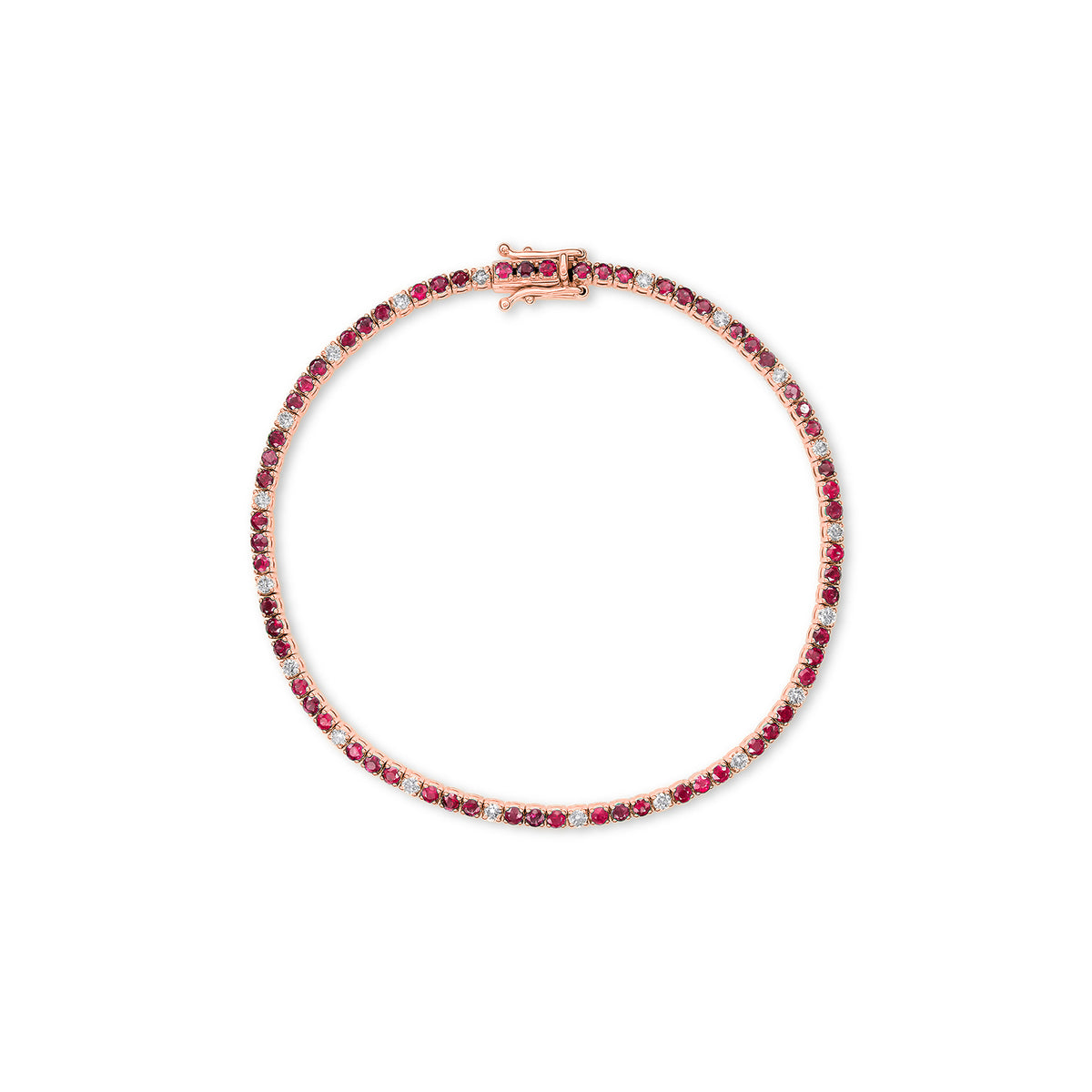 Signature Dotted Ruby Diamond Tennis Bracelet - Solid Gold