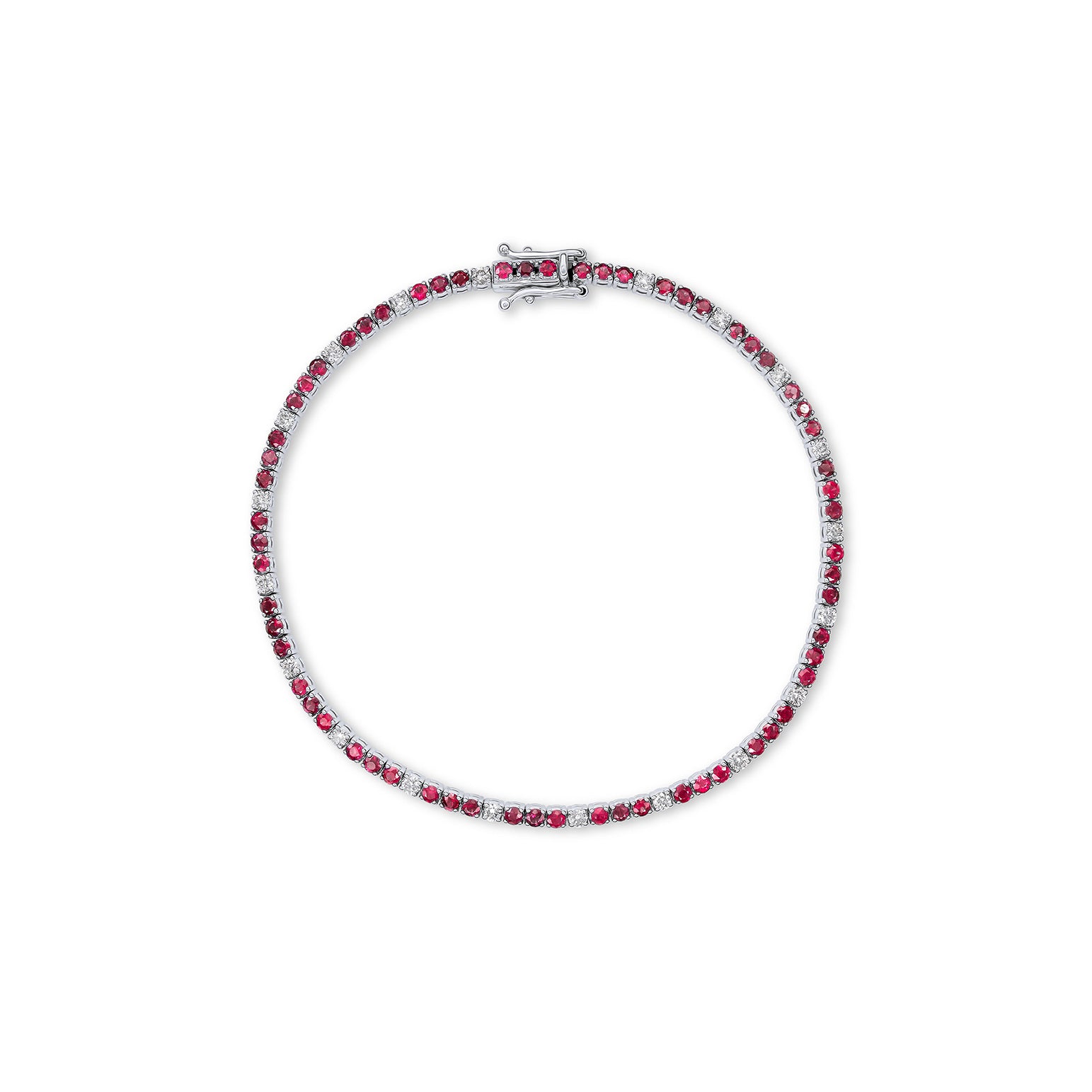 Signature Dotted Ruby Diamond Tennis Bracelet - Solid Gold